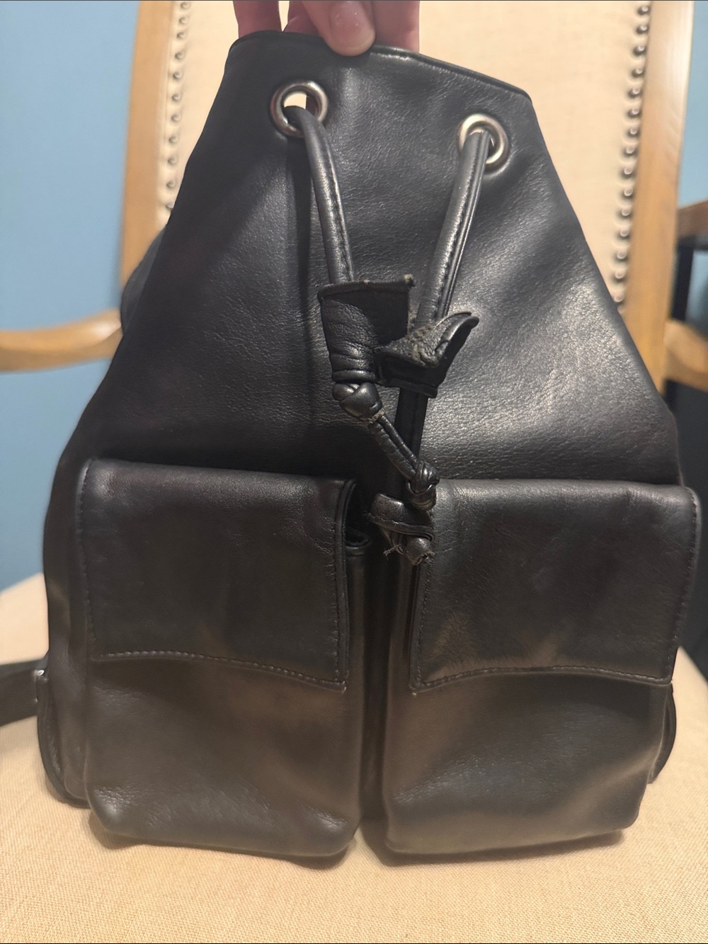 Perlina Black Leather Small Backpack - Picture 10 of 14